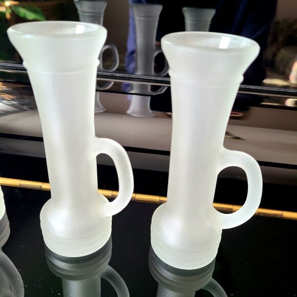 3 Keglevich frosted glass vodka glasses with handles. - Picture 2 of 6